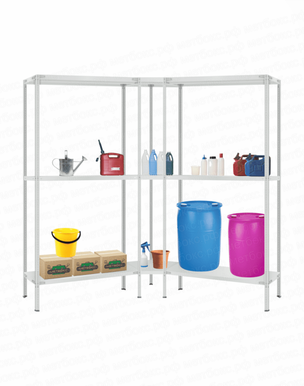 Стеллаж угловой 2000х1800х1800 (3 яруса глубиной 600мм)